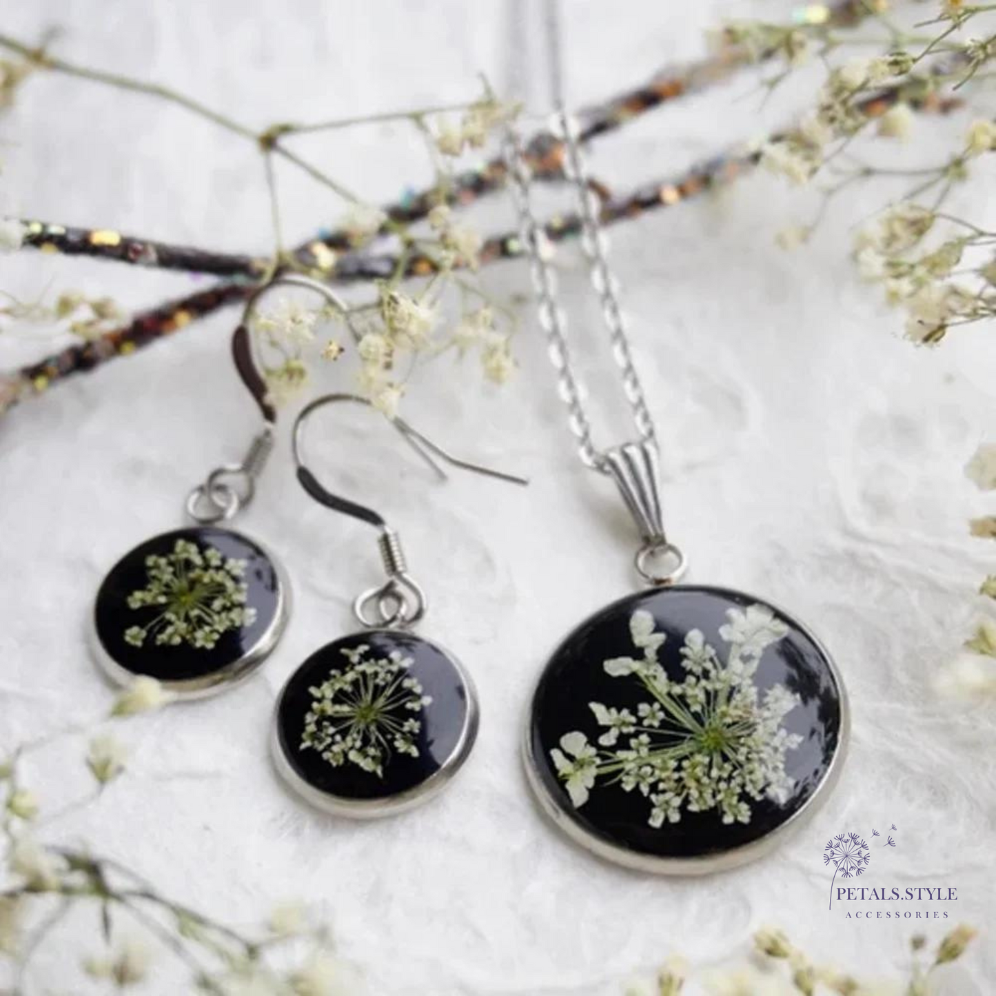 Fairy Noir Ensemble Necklace Earrings Set