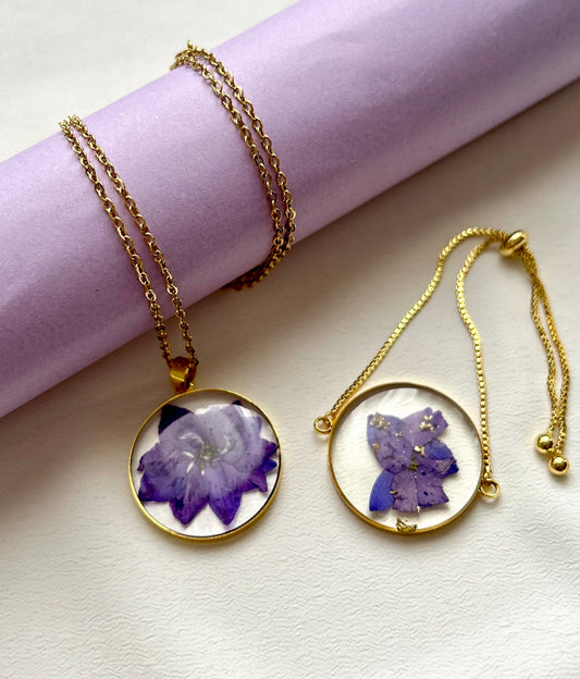 Amethyst Bloom Bracelet And Necklace Set